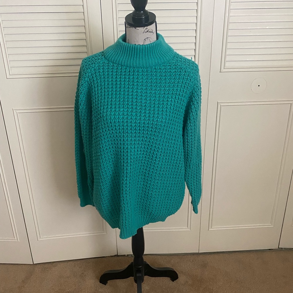 Mixed Blues green vintage cozy warm cable knit sweater